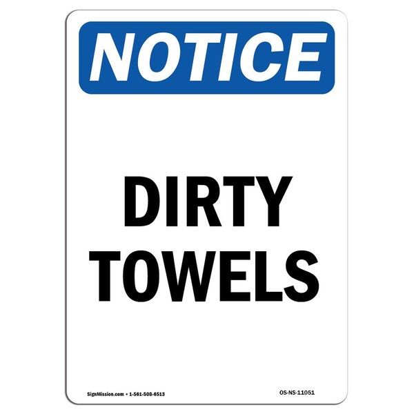 Safety Sign, OSHA Notice, 5" Height, Dirty Water Sign, Portrait, 10PK
